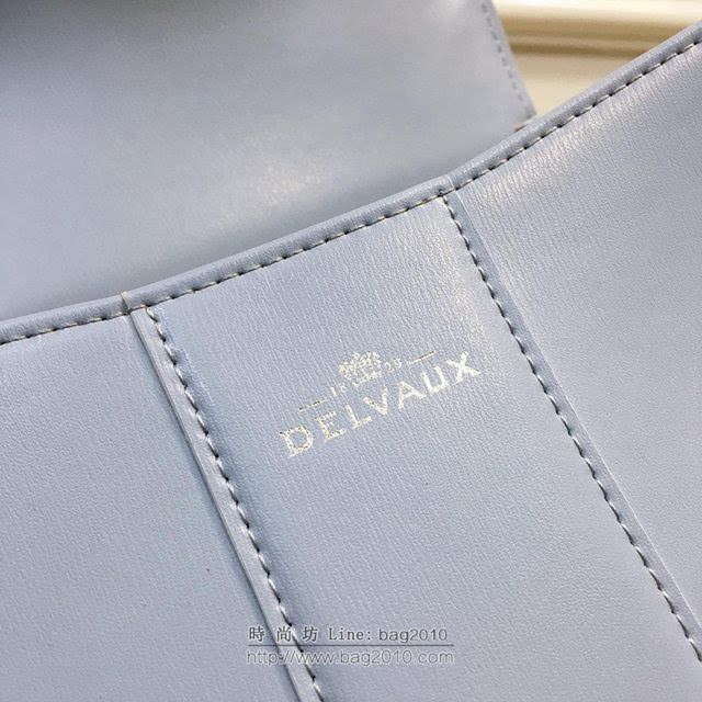 DELVAUX女包 頂級原單 德爾沃Brillant經典款 進口牛皮 小號 德爾沃女手提包 DV0028睛空藍 DELVAUX手拎包  fcs1074